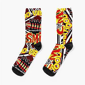 Good vibration surfboard Beach Boys Surfing smile pop art tribute art collage  Socks