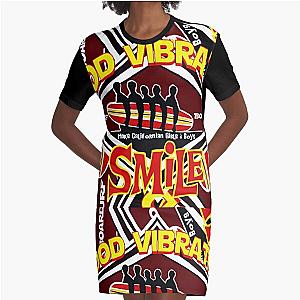 Good vibration surfboard Beach Boys Surfing smile pop art tribute art collage  Graphic T-Shirt Dress