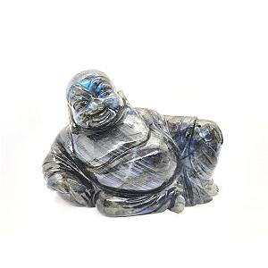 LABRADORITE Laughing Buddha| Gemstone Crystal Laughing Buddha| Happy Buddha| Good luck Wealth Money Buddha| Meditation Statue| Flashy stones Flagship ET2101