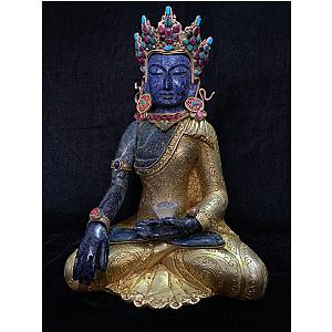 Magnificent Crowned Lapis Lazuli Shakyamuni Buddha Statue Flagship ET2101