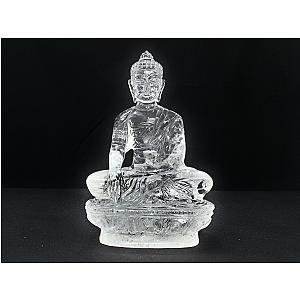 Clear Quartz Buddha | Buddha hand carved in Clear Quartz | 350- 360 grams | Quartz Carving Flagship ET2101