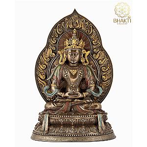 Buddha Statue, 28 cm Bonded Bronze Meditating Lord Buddha Sculpture, Shakyamuni buddha idol, Meditation Buddha figure, Buddhist Deity. Flagship ET2101