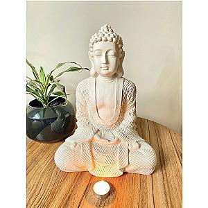 Extra Large Buddha Statue Ornament White Antique Effect Garden Buddha- Boho Decor Housewarming Gift Birthday Gift Home Decor Meditation Room Flagship ET2101