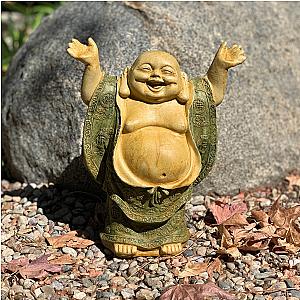 SUPER HAPPY HOTEI (Choice of Color): Solid Stone Buddha Statue. Beautiful Stained Robe. Perfect Home Garden Office Gift. Handcrafted U.S.A. Flagship ET2101