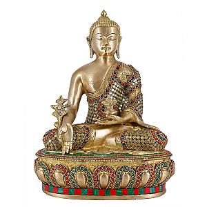 Whitewhale Brass Medicine Buddha Statue Murti for Home Decor Entrance Office Table Living Room Meditation Luck Gift Feng Shui Flagship ET2101