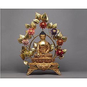 Shakyamuni Buddha In Throne | Gold Plated | Buddha Statue Flagship ET2101