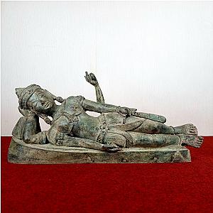 20.8" Long Reclining Buddha Statue Thai Khmer Nari Goddess Sculpture Table Decor Flagship ET2101