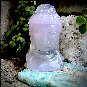 Lavender Fluorite Buddha Head Carving | Spiritual Gift for Buddhist, Yogi, or Meditation | Purple and Green Fluorite | Flagship ET2101