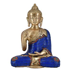 Whitewhale Brass Buddha Statue Blessing Murti for Home Decor Entrance Office Table Living Room Meditation Luck Gift Feng Shui Flagship ET2101