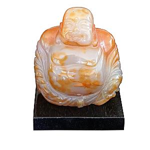 VINTAGE Chinese Hand Carved Brown Agate Happy Buddha Figurine 290 grams Flagship ET2101