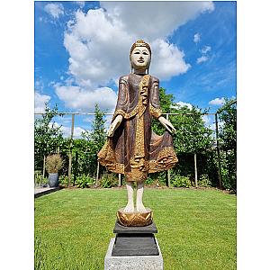 Standing wooden Buddha - Wooden vintage buddha Flagship ET2101