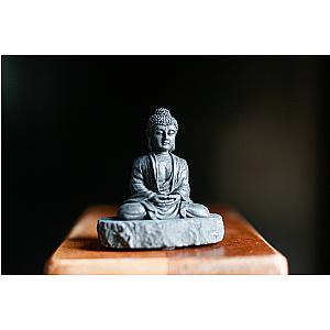 Shungite statue meditating buddha on shungite stand Flagship ET2101