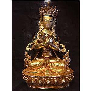 Genuine HandMade Master piece Tibetan Dorje Chang Buddha Vajradhara Statue 12 inch full 24k Gold plated Dharma Karmapa Kagyu five wisdom Flagship ET2101