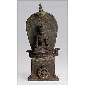 Buddha Statue - Antique Indonesian Style Seated Bronze Javanese Teaching Buddha - 28cm/11" Flagship ET2101