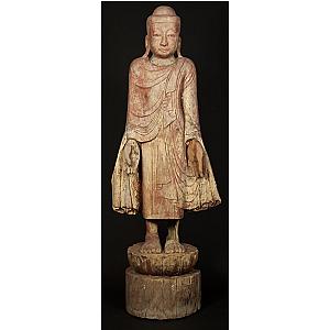 Antique wooden Mandalay Buddha statue from Burma, Late 19th century Flagship ET2101