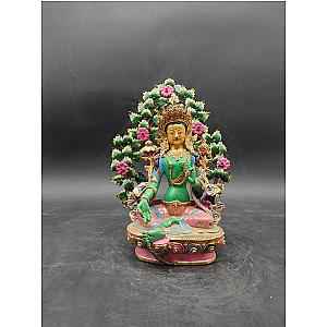 Genuine Hand Made Master piece Tibetan Green Tara Buddha Statue 12 inch 24k Gold  plated face Meditation Dharma Karma Buddhism Arya Tara Flagship ET2101