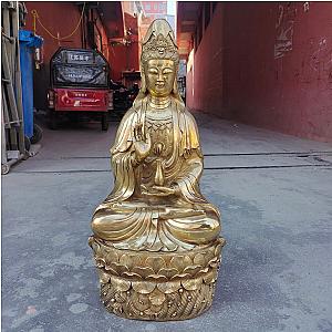 Chinese antique hand-carved huge seated Guanyin Bodhisattva Buddha statue decoration Flagship ET2101