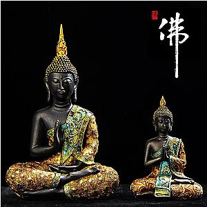 Buddha Statue Thailand Buddha Sculpture Green Resin Hand Made Buddhism Hindu Fengshui Figurine Meditation Home Decoration Handmade Flagship ET2101