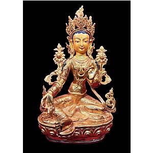 Genuine Hand Made Tibetan Master Piece High quality Green Tara Buddha Statue 12 inch full Gold plated  Meditation Dharma Arya Mother Tara Flagship ET2101