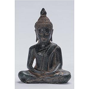 Buddha Statue - Antique Khmer Style Seated Bronze Meditation Buddha Statue - 13cm/5" Flagship ET2101