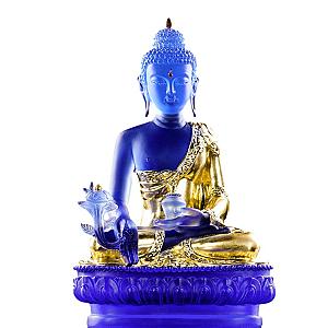 Liu Li Buddha Statue, Medicine Buddha, Wishes for Sentient Beings| Gift for him or her | Liu li Glass Sculputre Ornaments | Religion Flagship ET2101