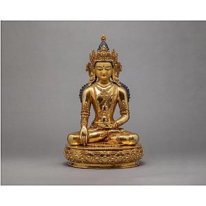 Akshobhya Buddha Statue | Himalayan Buddhist Sculpture | Hand carved in 24K Gold Flagship ET2101