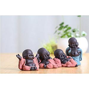 Adorable Buddha Statue, Buddha Figure, Cute Laughing Baby Monk Sculpture, Fairy Garden Supplies, Home Decor Tea Accessories Flagship ET2101