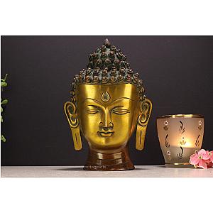 Brass Buddha , Earth Touching Buddha, Meditation, Gift, Idol, Tibetan, Statue, Religious Statue, Buddha head Flagship ET2101