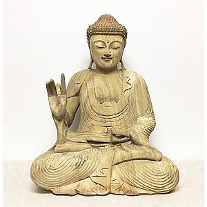 Large Hand Carved Buddha Statue Bleached Weathered Flagship ET2101