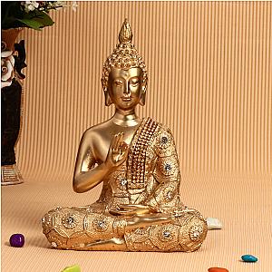 Large Buddha Statue, Antique Effect Meditating Buddha Statue For Yoga Room, Boho Decor - Sitting Buddha Altar For Home Decor Flagship ET2101