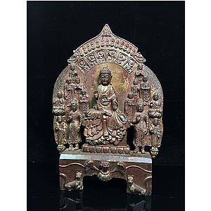 Antique Chinese handmade Tibetan Buddhism Bronze Sakyamuni Buddha Statue Flagship ET2101