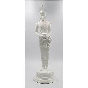 Fine porcelain white tall standing Thai Buddha holding pot Flagship ET2101