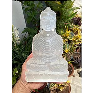 Selenite Buddha- Gemstone Buddha- Big Size Buddha- Buddha Home Decor- Christmas Gift- White Stone Buddha Flagship ET2101