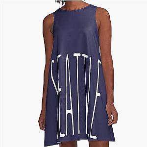 Seattle, Tall Typography, Aesthetic Minimalist Design, The Chainsmokers Inspired, Music, Band, Simple A-Line Dress