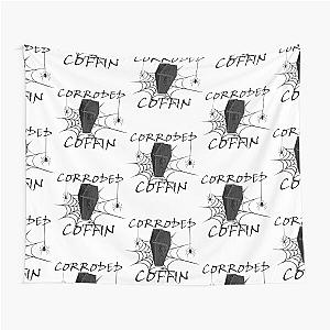 A mysterious object old coffin is removed. 

The coffin from which music comes out Tapestry

The coffin from which music Tapestry