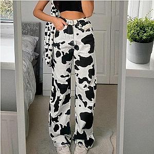 The Cow Print Jeans - Cow Print Denim Pants Retro Women Joggers