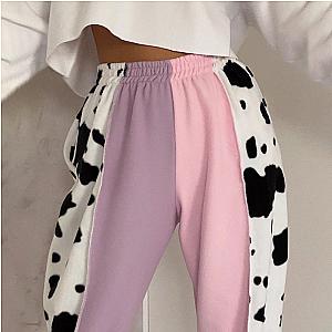 The Cow Print Joggers - Women High Waist Baggy Sweatpants