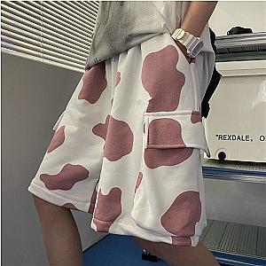 The Cow Print Shorts - Korean Summer Fashion Streetwear Pink Color