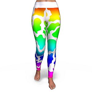 Light Rainbow Cow Print Yoga Leggings Official Merch CL1211