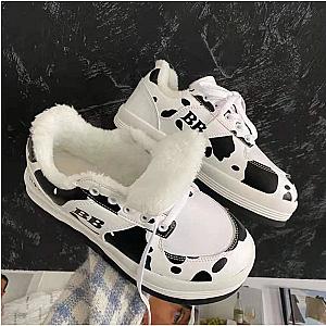 Cow Print Shoes - Cow Print Sneakers Plush Zapatillas Mujer Women Shoes