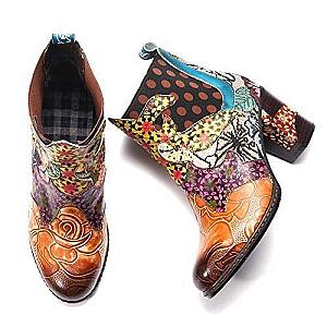 Vintage Cowboy Leather Ankle Boots for Women Official Merch CL1211