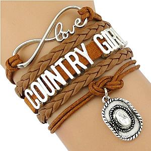 Country Boy Girl Cowboy Cowgirl Hat Boots Infinity Charm Bracelets Handmade Adjustable Jewelry Women Men Gift Official Merch CL1211