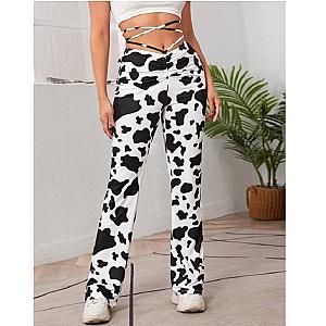 The Cow Print Pants - Wide Leg Streetwear Trousers For Female