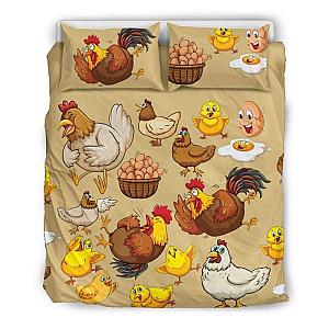 Funny Chicken &amp; Egg Bedding Set Official Merch CL1211