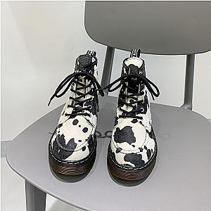 Cow Print Boots - New Milk Cow Pattern Women Ankle Boots