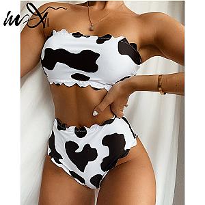 The Cow Print Bikini - Female High Waist 2 Pieces Swimsuit