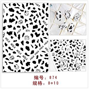 Cow Print Nails - Nail Decals Cow nail black/ white M874