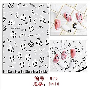 Cow Print Nails - Nail Decals Cow nail black/ white M875