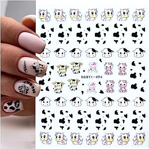 Cow Print Nails - 3D Nails Sticker Black White Mix Spots M101