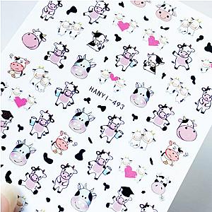 Cow Print Nails - 3D Nails Sticker Black White Mix Spots M102